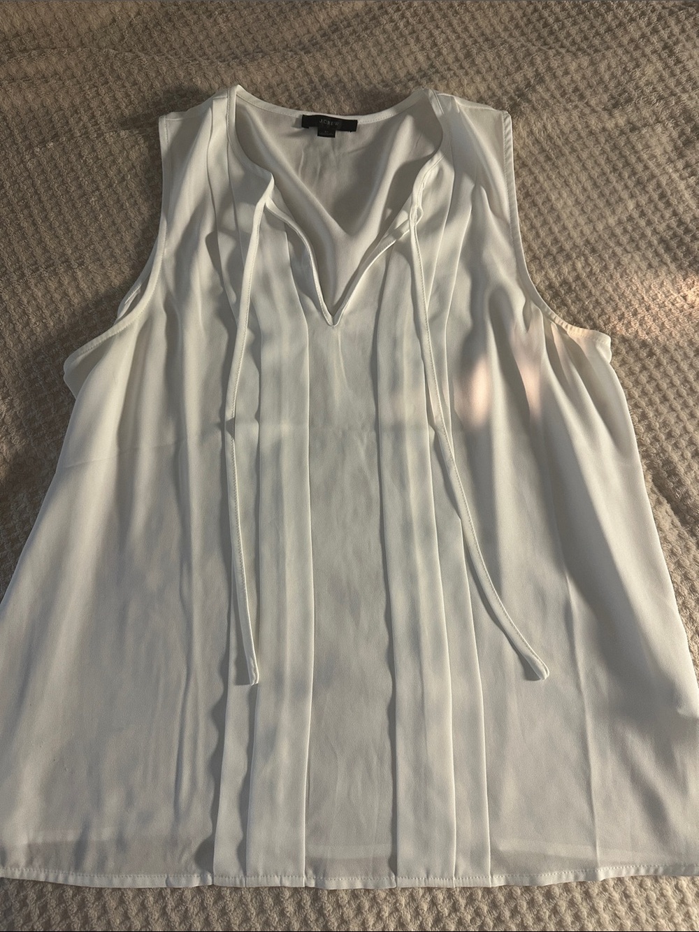 J. Crew White Sleeveless Tie-Front Camisole